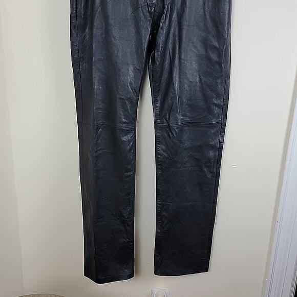 Designers Black Genuine Leather Pants size 10 - Picture 4 of 11